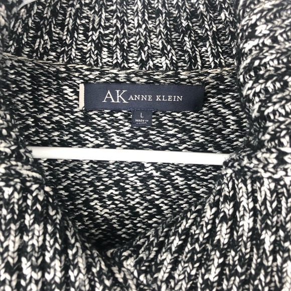 Anne Klein Cardigan Sweater Women's L Black & White Knit Button Front - Picture 5 of 7